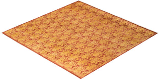 Traditional Mogul Pink Wool Square Area Rug 8' 0" x 8' 2" - Solo Rugs