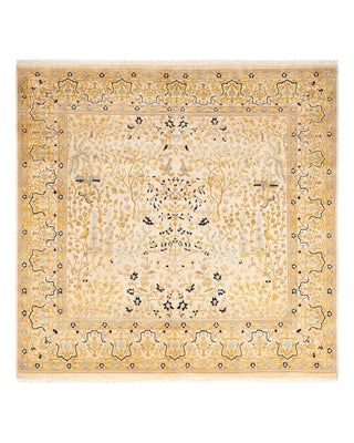 Traditional Mogul Ivory Wool Square Area Rug 6' 2" x 6' 2" - Solo Rugs