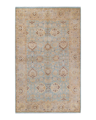 Traditional Mogul Light Blue Wool Area Rug 4' 7" x 7' 6" - Solo Rugs