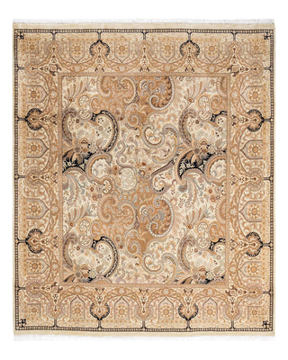 Traditional Mogul Ivory Wool Square Area Rug 6' 2" x 6' 4" - Solo Rugs