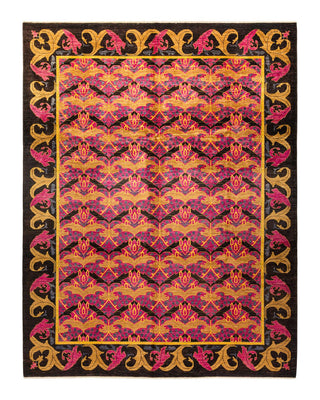 Contemporary Arts & Crafts Black Wool Area Rug 10' 3" x 13' 2" - Solo Rugs