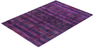 Contemporary Modern Purple Wool Area Rug 6' 1" x 8' 9" - Solo Rugs