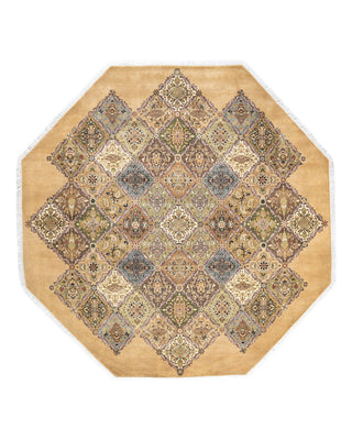 Traditional Mogul Yellow Wool Octagon Area Rug 7' 1" x 7' 1" - Solo Rugs