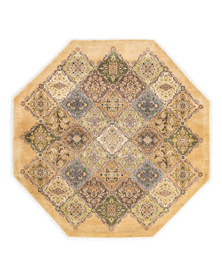 Traditional Mogul Yellow Wool Octagon Area Rug 6' 1" x 6' 1" - Solo Rugs