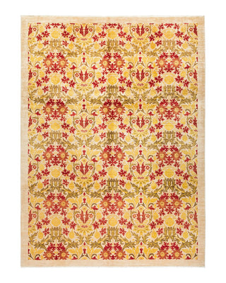 Contemporary Arts & Crafts Ivory Wool Area Rug 8' 10" x 11' 7" - Solo Rugs