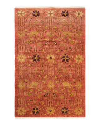Contemporary Eclectic Orange Wool Area Rug 3' 2" x 4' 10" - Solo Rugs