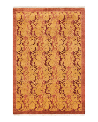 Traditional Mogul Pink Wool Area Rug 4' 0" x 5' 10" - Solo Rugs