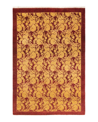 Traditional Mogul Red Wool Area Rug 4' 2" x 6' 1" - Solo Rugs