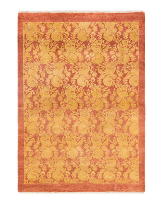 Traditional Mogul Pink Wool Area Rug 4' 0" x 5' 10" - Solo Rugs