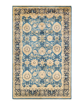 Contemporary Eclectic Light Blue Wool Area Rug 5' 0" x 7' 10" - Solo Rugs