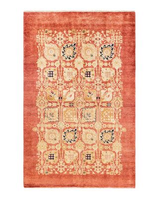 Contemporary Eclectic Ivory Wool Area Rug 4' 3" x 6' 7" - Solo Rugs
