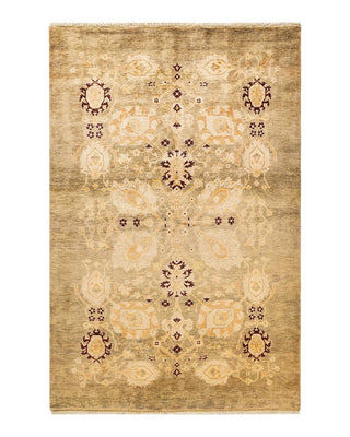 Contemporary Eclectic Green Wool Area Rug 4' 1" x 6' 2" - Solo Rugs