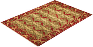 Contemporary Arts & Crafts Red Wool Area Rug 5' 10" x 8' 8" - Solo Rugs