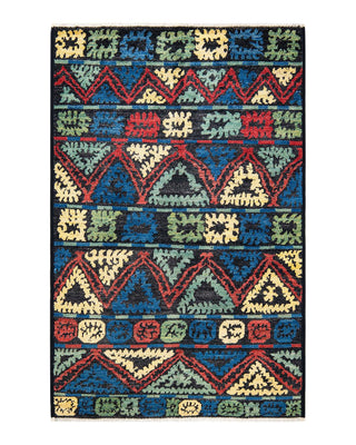 Contemporary Modern Black Wool Area Rug 5' 1" x 7' 10" - Solo Rugs