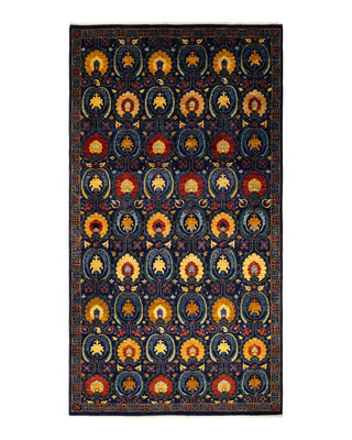Contemporary Suzani Blue Wool Runner 8' 2" x 15' 0" - Solo Rugs