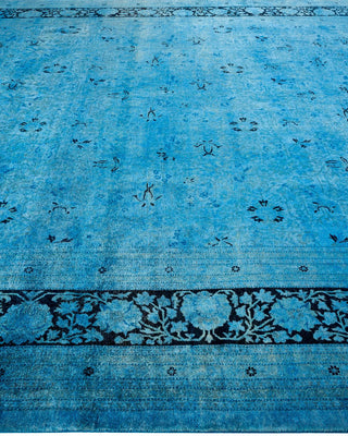 Contemporary Fine Vibrance Light Blue Wool Area Rug 9' 3" x 9' 7" - Solo Rugs