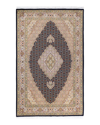 Traditional Mogul Blue Wool Area Rug 4' 7" x 7' 4" - Solo Rugs