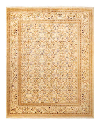 Traditional Mogul Ivory Wool Area Rug 9' 3" x 11' 8" - Solo Rugs