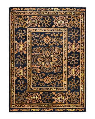 Contemporary Modern Black Wool Area Rug 6' 5" x 8' 10" - Solo Rugs