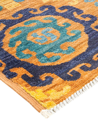 Contemporary Modern Yellow Wool Area Rug 5' 10" x 8' 7" - Solo Rugs