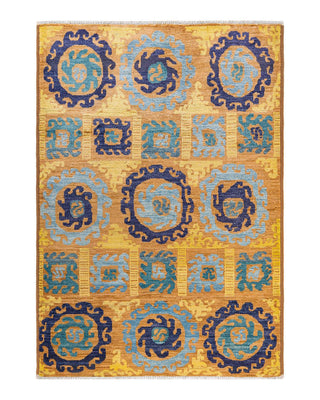 Contemporary Modern Yellow Wool Area Rug 5' 10" x 8' 7" - Solo Rugs