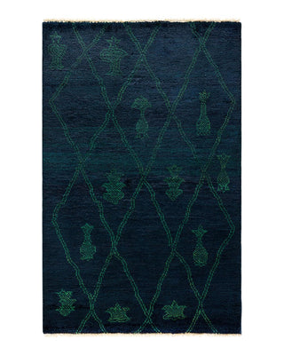 Bohemian Moroccan Black Wool Area Rug 3' 3" x 5' 0" - Solo Rugs