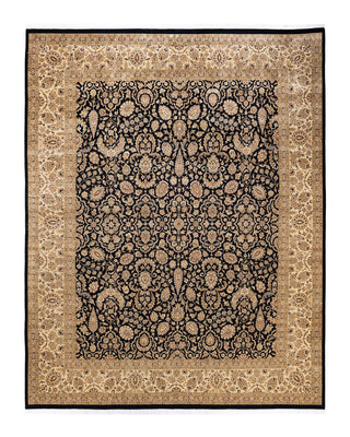 Traditional Mogul Black Wool Area Rug 8' 2" x 10' 4" - Solo Rugs
