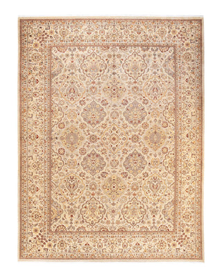 Traditional Mogul Ivory Wool Area Rug 9' 1" x 12' 4" - Solo Rugs
