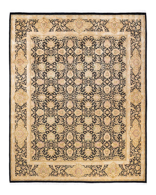 Traditional Mogul Black Wool Area Rug 8' 1" x 10' 0" - Solo Rugs