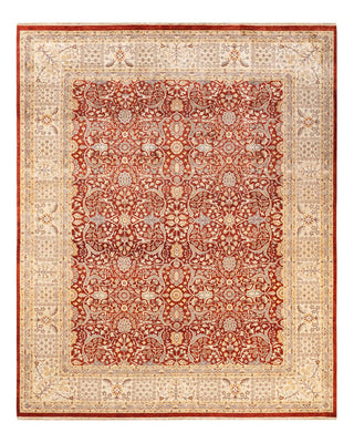 Traditional Mogul Orange Wool Area Rug 8' 1" x 10' 1" - Solo Rugs