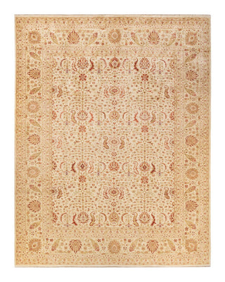 Contemporary Eclectic Ivory Wool Area Rug 9' 1" x 11' 5" - Solo Rugs