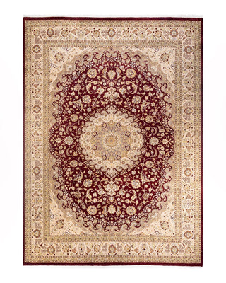 Traditional Mogul Red Wool Area Rug 9' 2" x 12' 7" - Solo Rugs