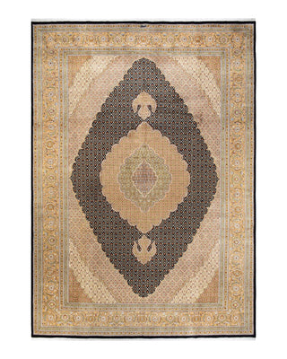 Traditional Mogul Black Wool Area Rug 10' 2" x 14' 10" - Solo Rugs