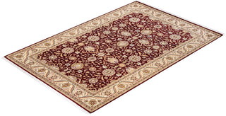 Traditional Mogul Red Wool Area Rug 6' 3" x 9' 3" - Solo Rugs