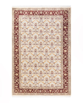 Traditional Mogul Ivory Wool Area Rug 6' 2" x 9' 1" - Solo Rugs