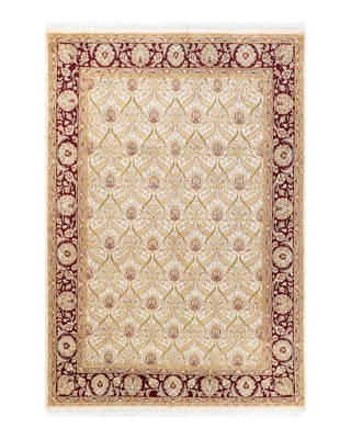 Traditional Mogul Ivory Wool Area Rug 5' 10" x 8' 5" - Solo Rugs