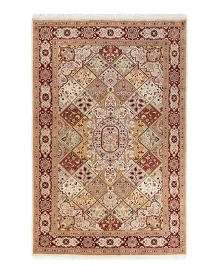 Traditional Mogul Ivory Wool Area Rug 6' 0" x 9' 2" - Solo Rugs