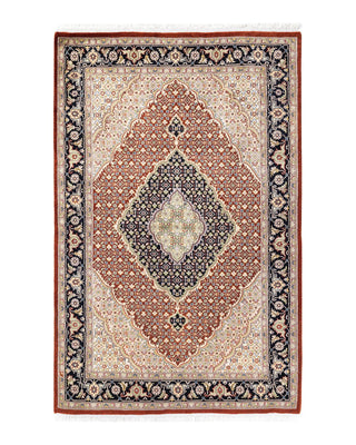 Traditional Mogul Orange Wool Area Rug 4' 1" x 6' 3" - Solo Rugs
