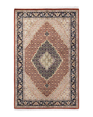 Traditional Mogul Orange Wool Area Rug 4' 0" x 6' 2" - Solo Rugs