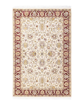 Traditional Mogul Ivory Wool Area Rug 4' 2" x 6' 3" - Solo Rugs