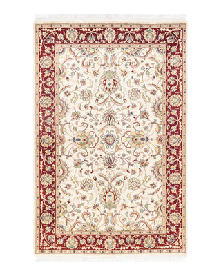 Traditional Mogul Ivory Wool Area Rug 4' 2" x 6' 5" - Solo Rugs