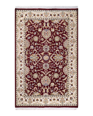 Traditional Mogul Red Wool Area Rug 4' 2" x 6' 7" - Solo Rugs