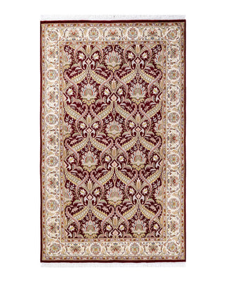 Traditional Mogul Red Wool Area Rug 4' 7" x 7' 7" - Solo Rugs