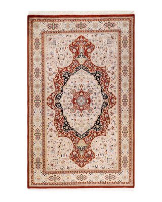 Traditional Mogul Orange Wool Area Rug 4' 7" x 7' 7" - Solo Rugs