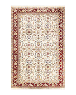 Traditional Mogul Ivory Wool Area Rug 6' 2" x 9' 5" - Solo Rugs