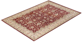 Traditional Mogul Red Wool Area Rug 6' 8" x 9' 7" - Solo Rugs