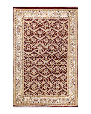 Traditional Mogul Red Wool Area Rug 6' 2" x 9' 5" - Solo Rugs