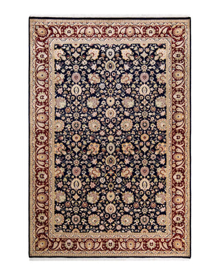Traditional Mogul Blue Wool Area Rug 6' 9" x 10' 0" - Solo Rugs