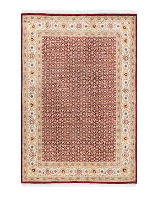 Traditional Mogul Red Wool Area Rug 5' 9" x 8' 4" - Solo Rugs