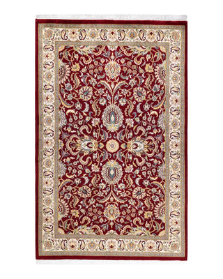 Traditional Mogul Red Wool Area Rug 4' 2" x 6' 7" - Solo Rugs